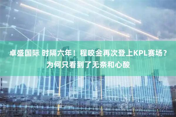 卓盛国际 时隔六年！程咬金再次登上KPL赛场？为何只看到了无奈和心酸